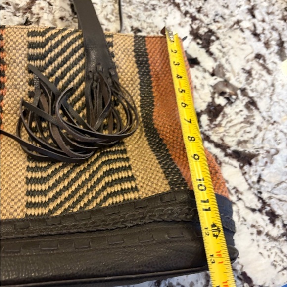 Zara Ethnic Woven And leather Fringe Tote Bag - Picture 10 of 12